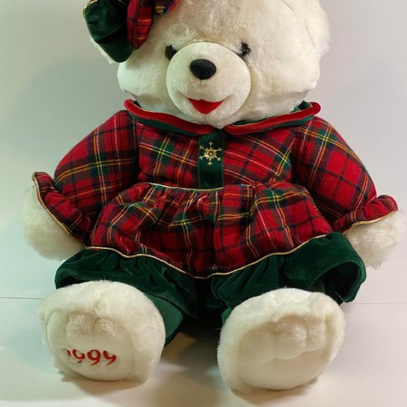 Vintage 1999 16" Snowflake White Christmas Teddy Bear Plush Stuffed Animal, Girl - Picture 2 of 12